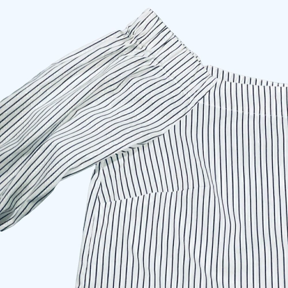 Artisan NY  Off The Shoulder Stripe Cotton Button Down Shirt - Picture 6 of 13